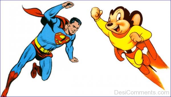 Mighty Mouse Flying With Superman