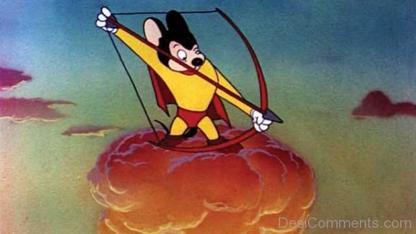 Mighty Mouse Holding Bow and Arrow