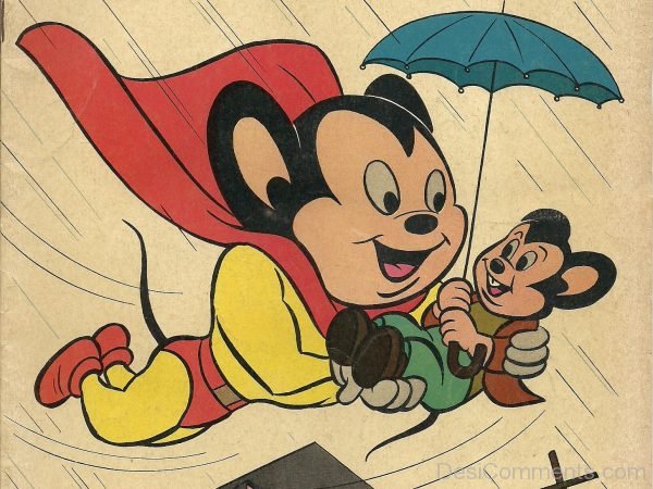 Mighty Mouse Holding Umbrella