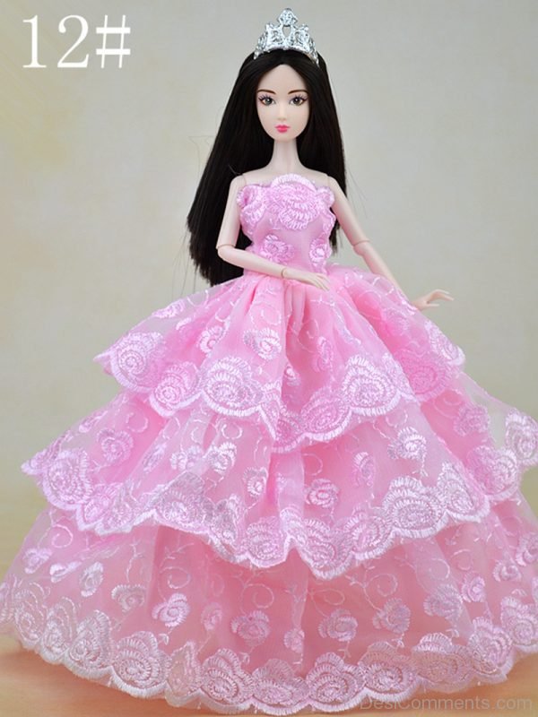 Nice Barbie Doll Wearing Pink Dress Image