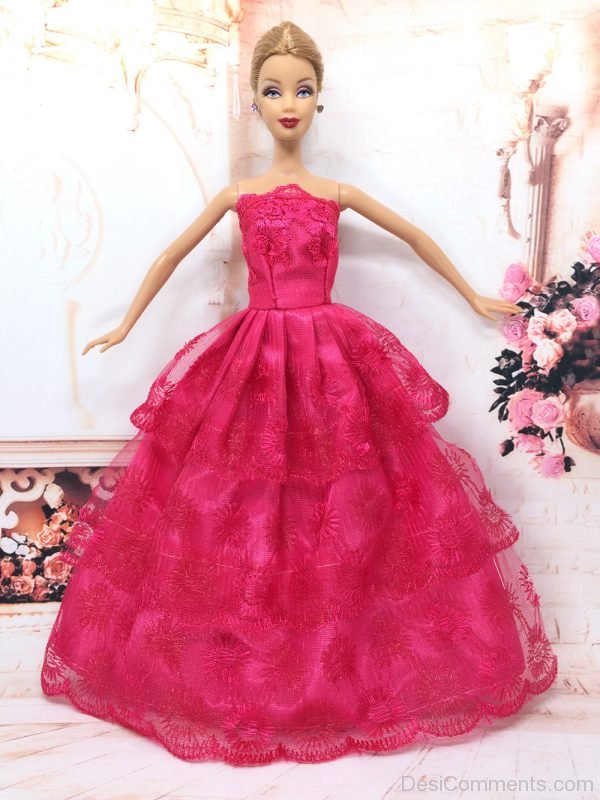 Nice Barbie Doll Wearing Red Dress – Image