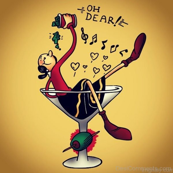 Olive Oyl Sitting In GLass