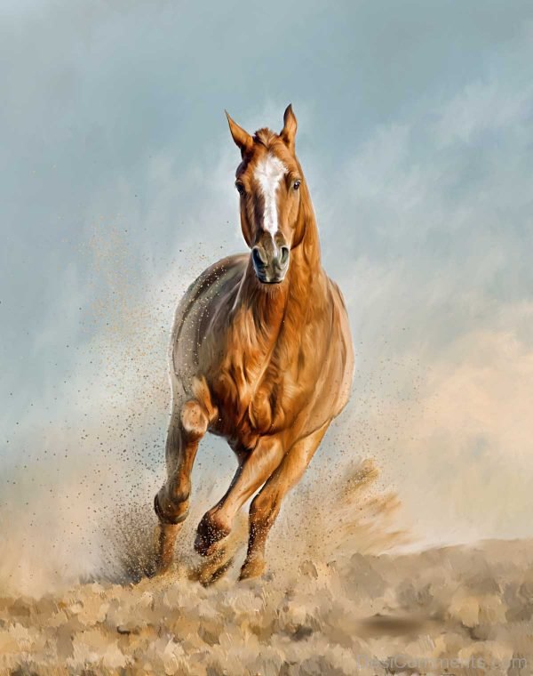 Painting Chestnut Horse Running