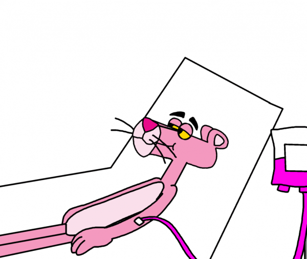 Pink Panther Doing Blood Donate