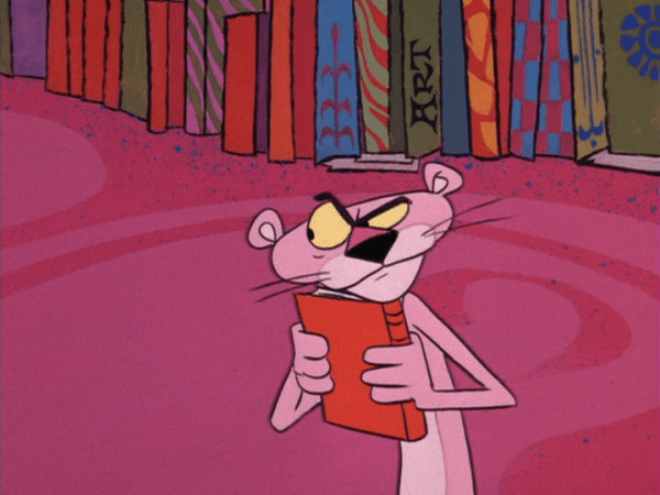 Pink Panther Holding Book
