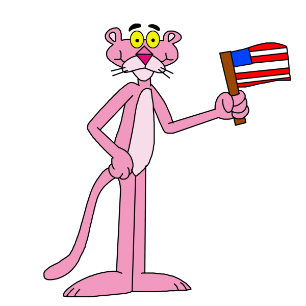 Pink Panther Holding Flag