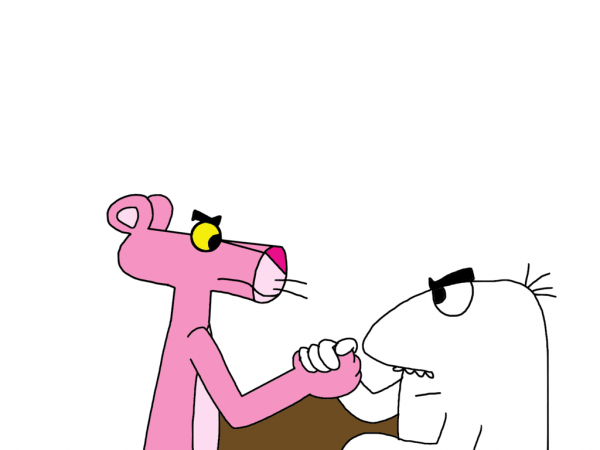 Pink Panther Holding Hand With Friend