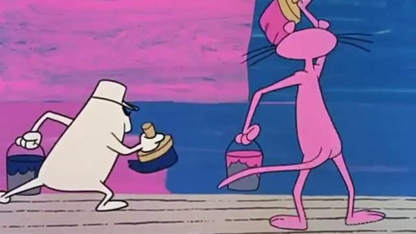 Pink Panther Holding Paint Brush