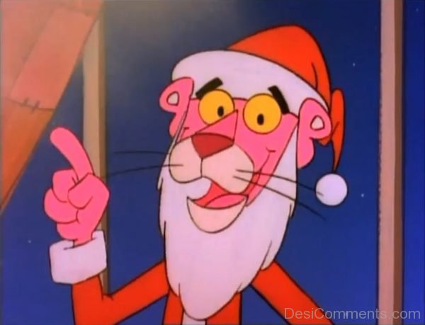 Pink Panther Wearing Santa Dress