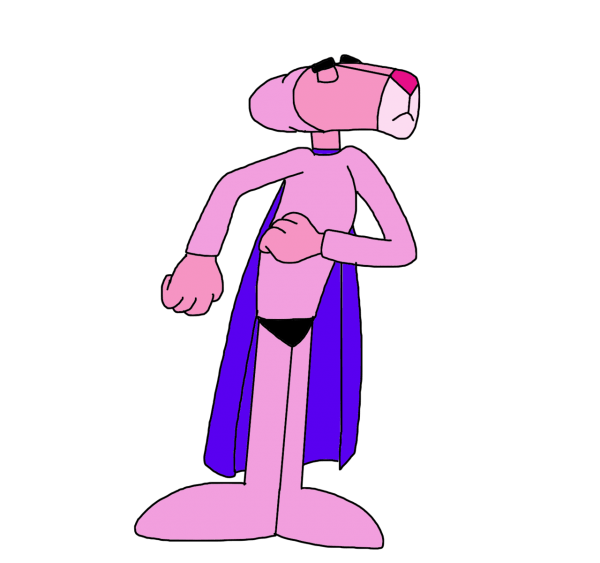 Pink Panther Wearing Super Man Dress