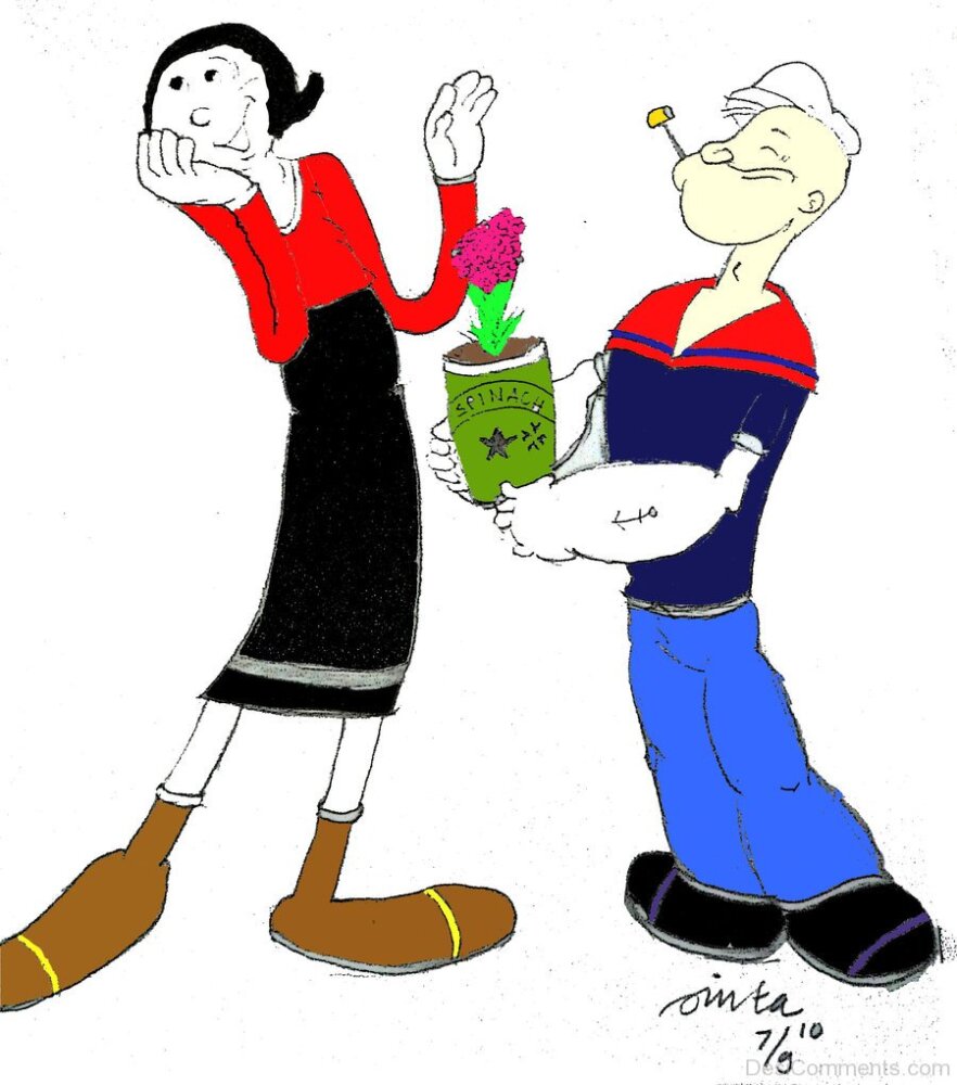 Popeye Holding Flower.