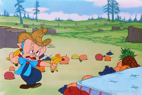 Porky Pig Holding Banana