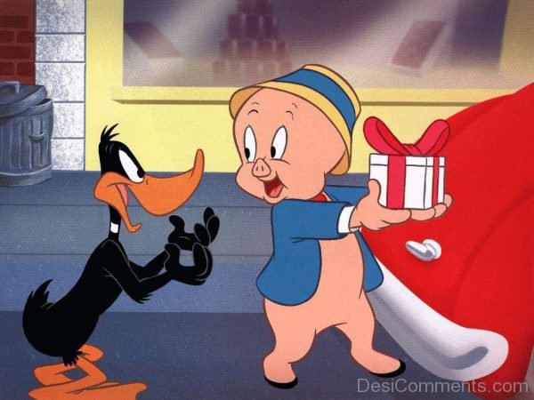 Porky Pig Holding Gift Image