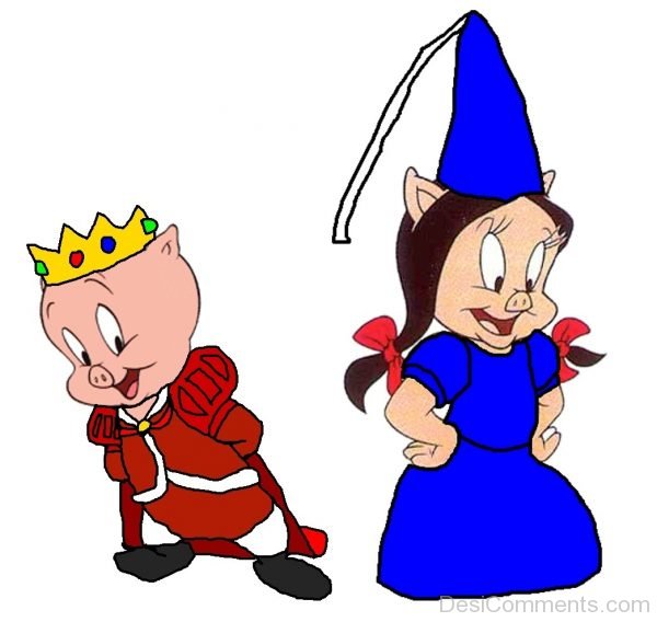 Porky Pig Wearing Crown