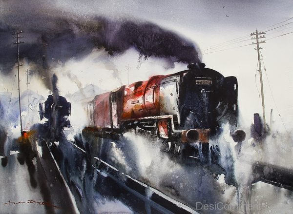 Railway Landscape Painting