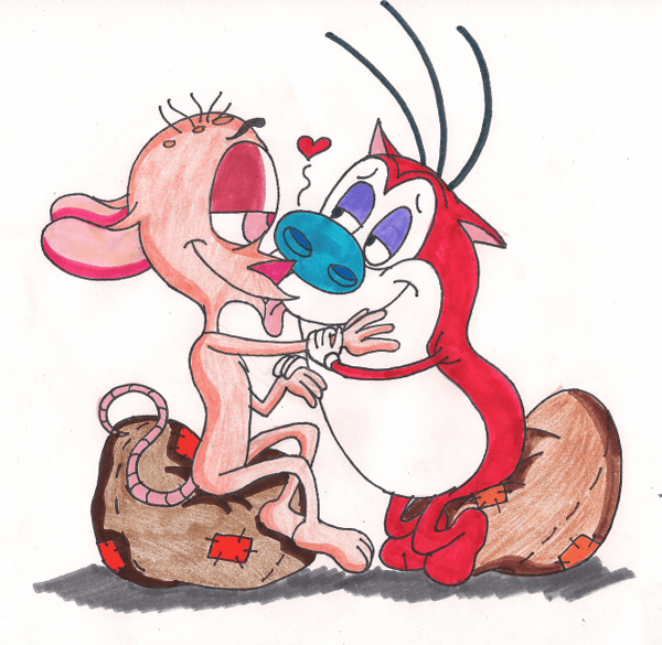 Ren Kissing Stimpy Image