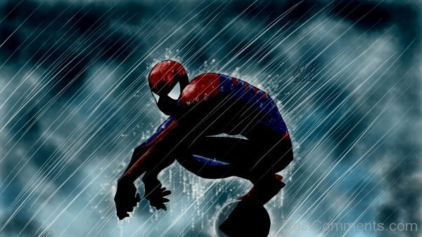 Spiderman Sitting In Rain