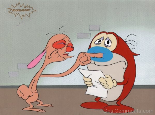 Stimpy Holding Paper