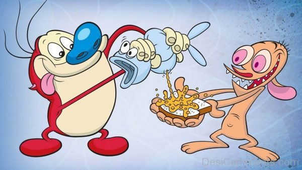 Stimpy Holding Fish