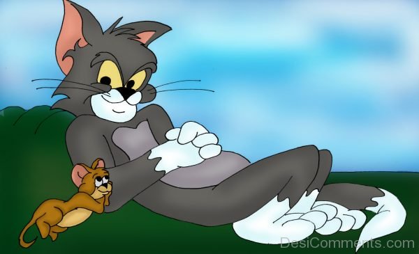 Tom And Jerry Sitting In Garden