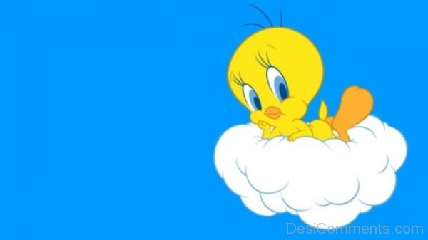 Tweety Laying On Cloud