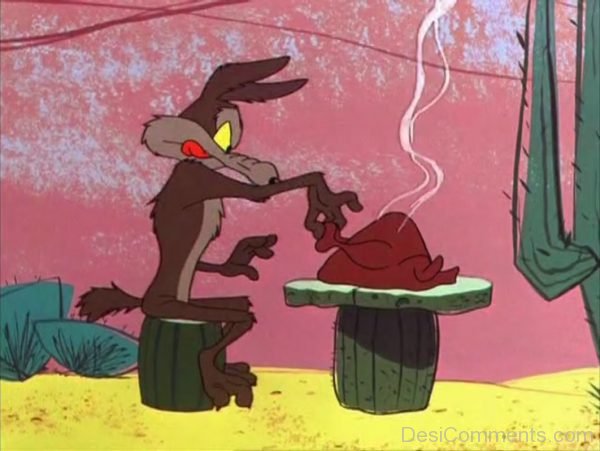 Wile E Coyote Holding Chicken