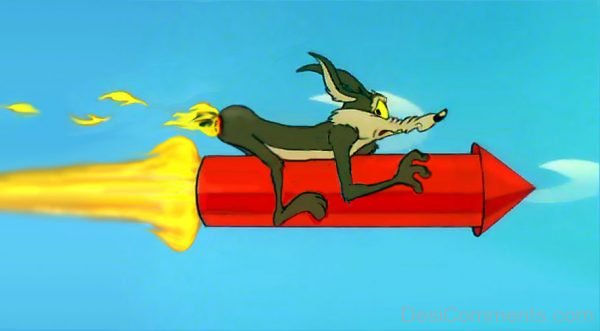 Wile E. Coyote Sitting On Rocket