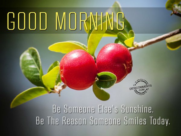 Be Someone Else Sunshine. Be The Reason Someone Smiles Today.