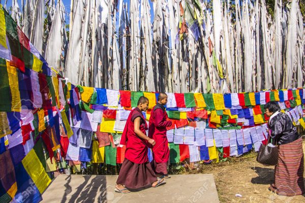 Colorful Flags At Bumchu Festival