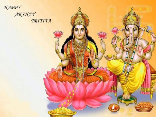 Happy Akshaya Tritiya With Laxmi And Ganesh