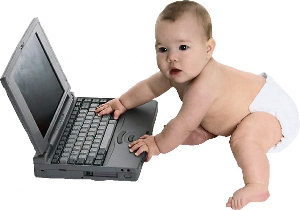 Baby Playing With Laptop Graphic