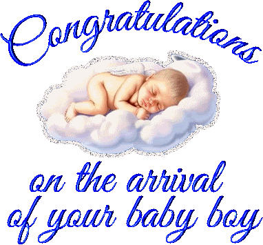 Congratulations On The Arrival Of Your Baby Boy Blue Glitter