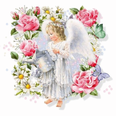 Cute Angel With Flowers
