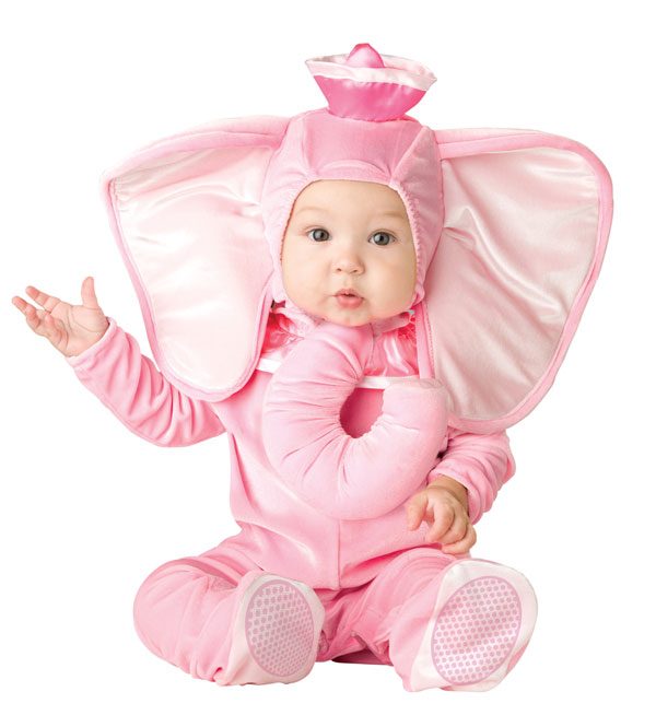 Cute Little Baby In Pink Elephant Costume