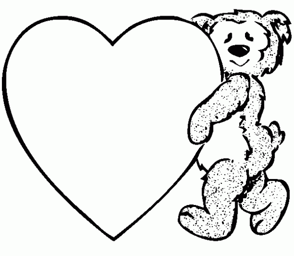 Heart And Teddy Bear Outline Glitter
