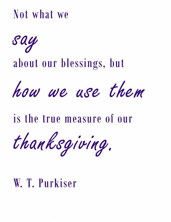 Not What We Say About Our Blessings But How We Use Them Is The True Measure
