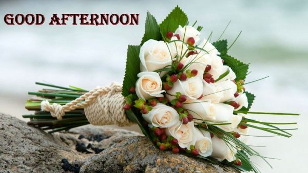 Good Afternoon With Bouquet Of White Roses