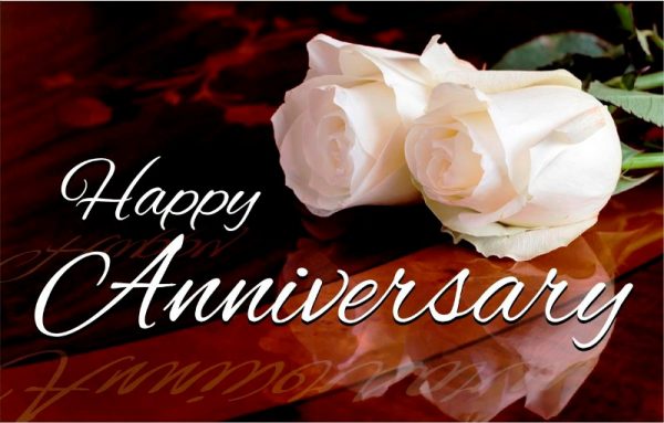 Happy Anniversary With White Roses