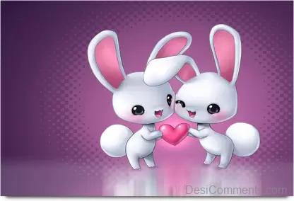 Animated Bunnies Holding Heart 