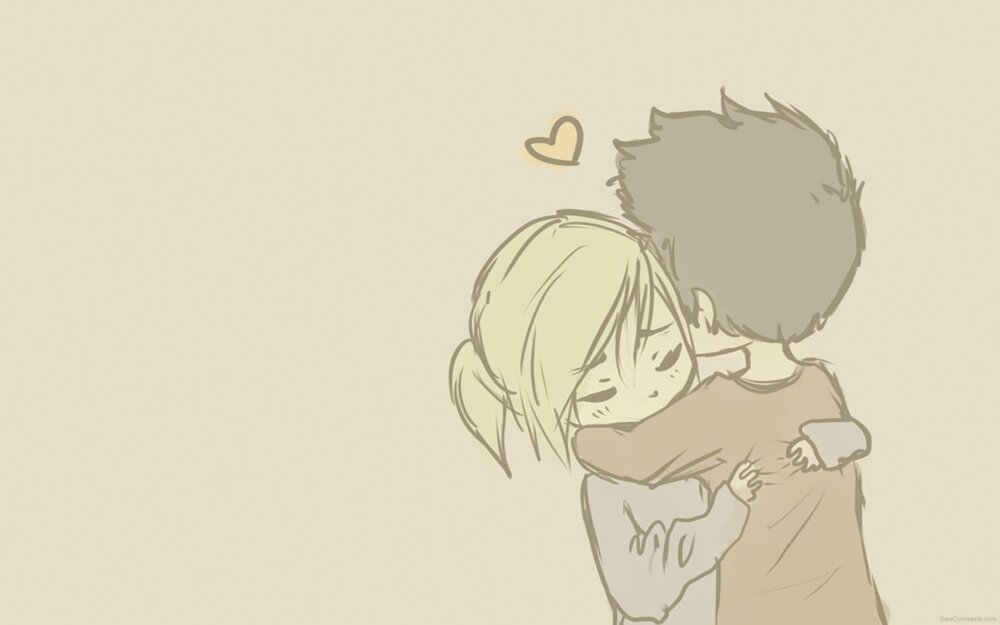 Cute Animated Couple Hugging 