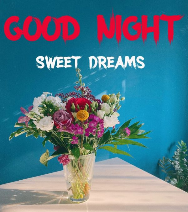 Good Night Wish With Flowers