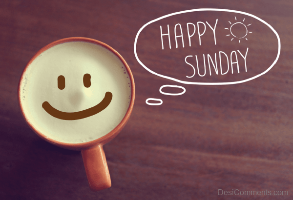 Happy Sunday With Smiley On Cup Pic