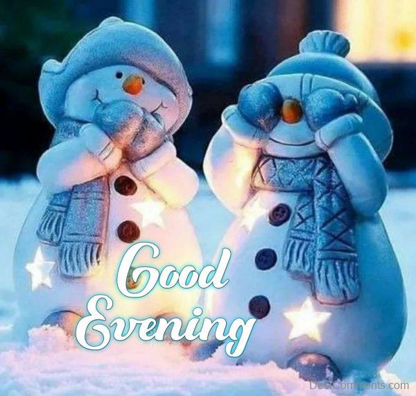 Cute Snowman Wishing Good Evening