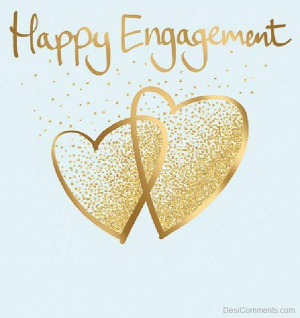 Happy Engagement With Golden Hearts