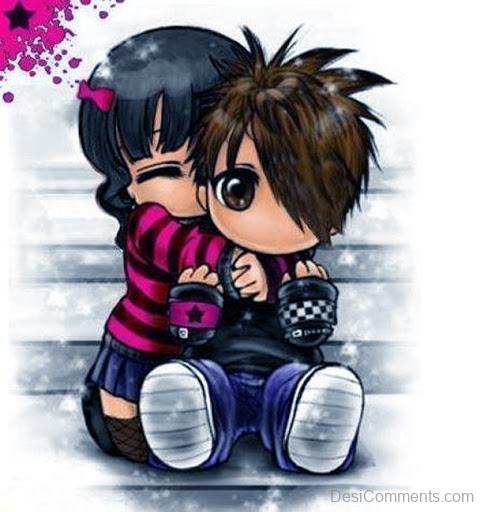 Cute Animated Couple Hugging 
