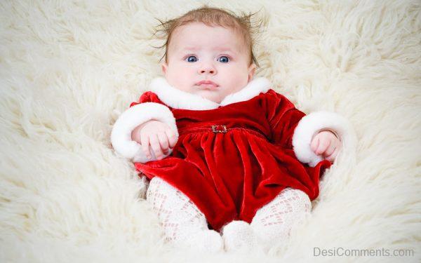 Cute Baby Girl In Red Dress