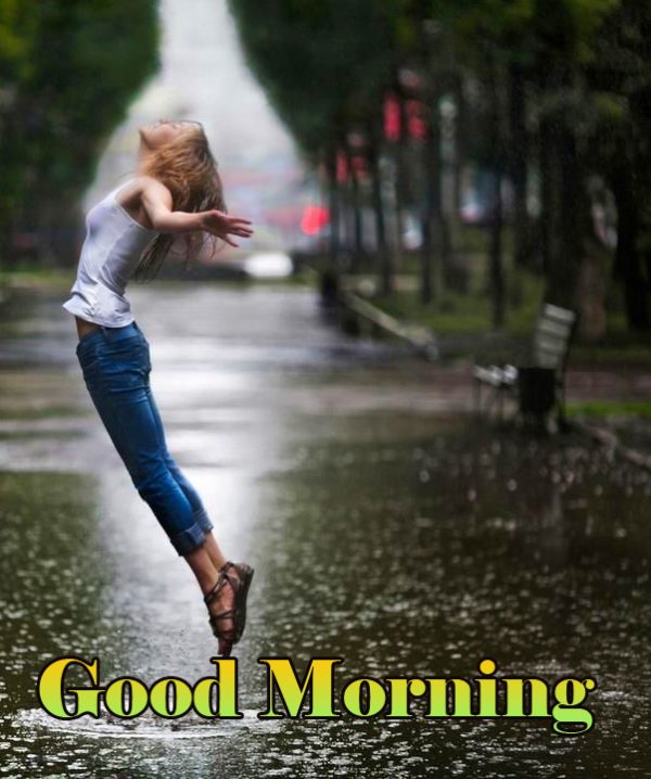 Girl Good Morning Rainy Image