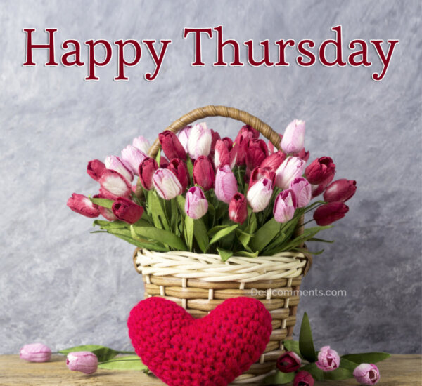 Happy Thursday With Beautiful Bouquet And Heart