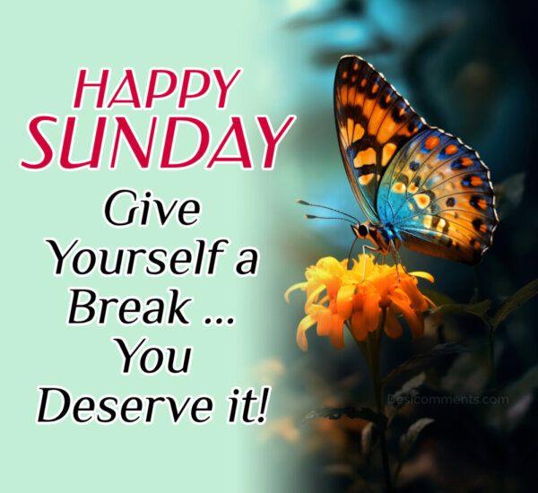 Happy Sunday Give Yourself A Break You Deserve It!