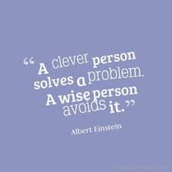 A clever Person Solves A Problem A wise Person Avoid It.